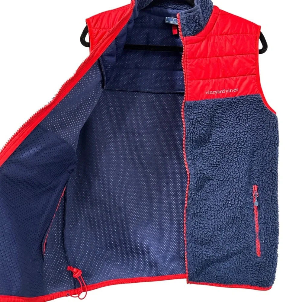 Vineyard Vines men's Small red‎ & blue zip vest w/pockets & cinch waist, golf